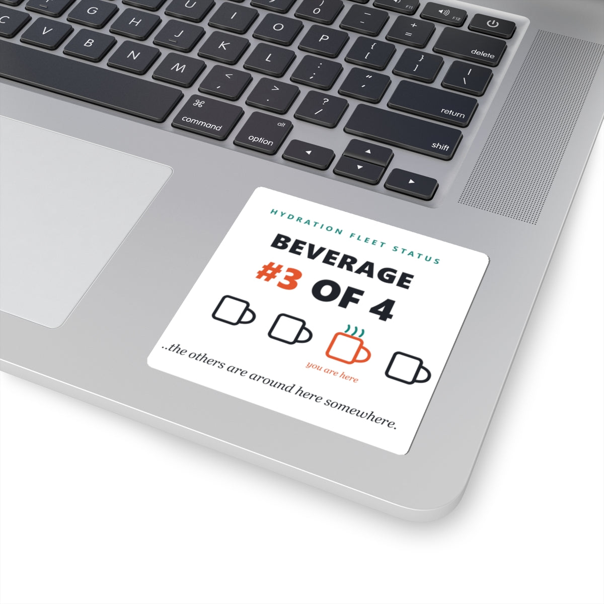 Hydration Fleet Status Sticker — "Beverage #3 of 4" Coffee Mug Progress Kiss-Cut Sticker
