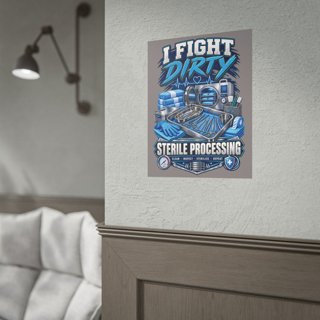 Sterile Processing Poster — “I Fight Dirty” Medical Sterilization Wall Art