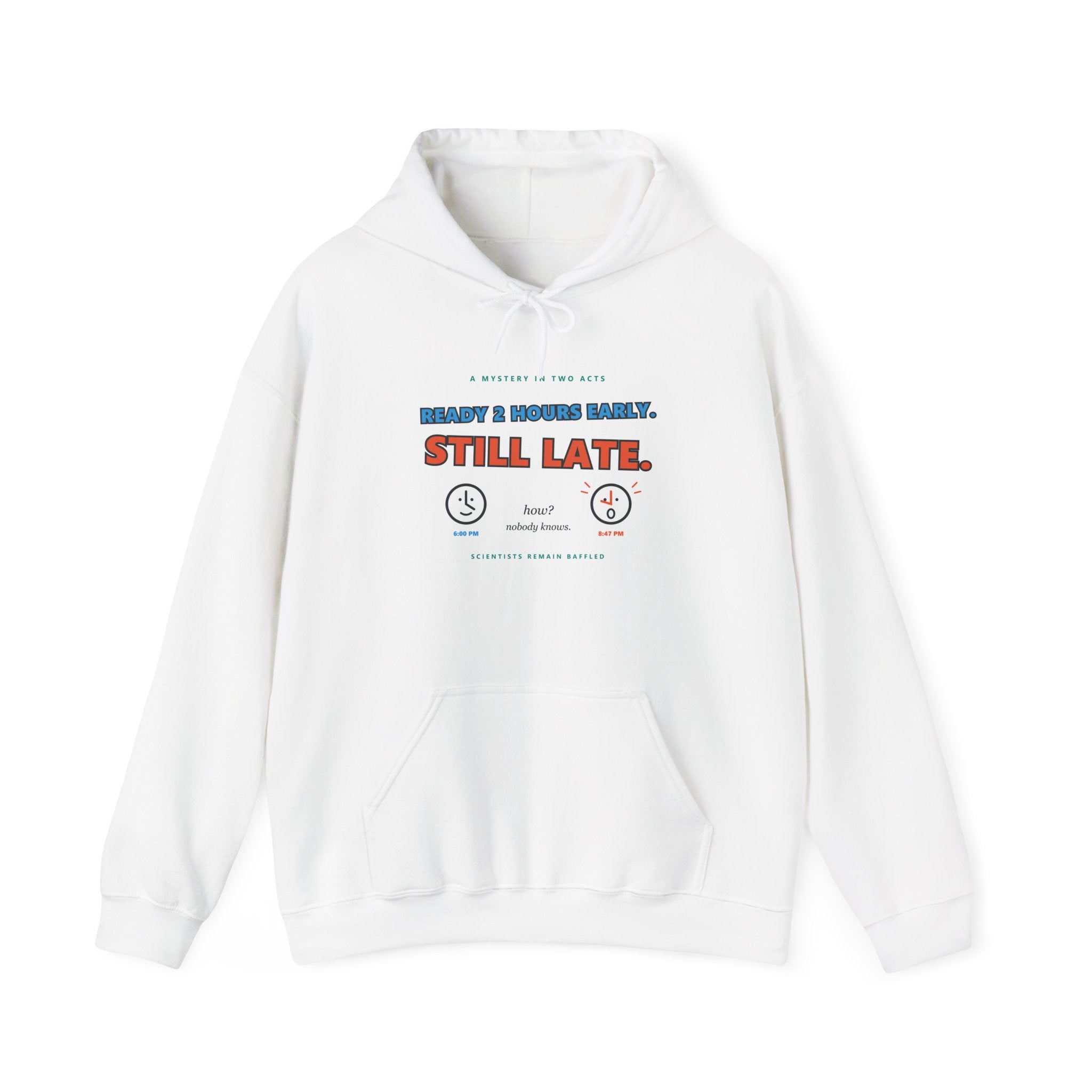 Funny "Still Late" Hoodie – Retro Alarm Clock Graphic Hooded Sweatshirt