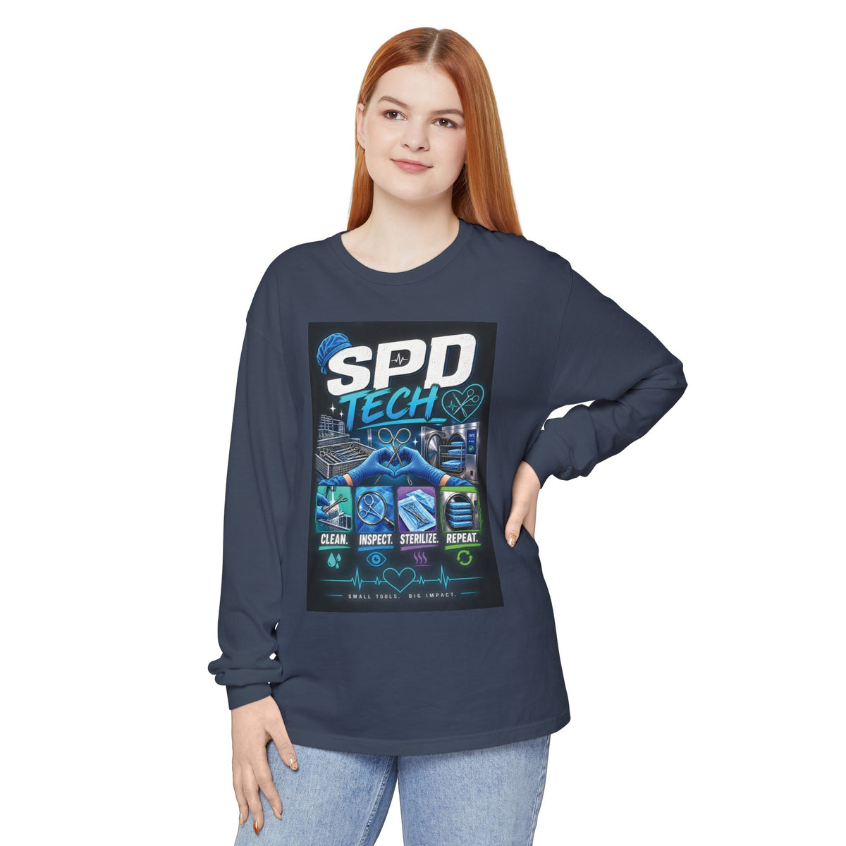 SPD Tech Long Sleeve T‑Shirt — Clean, Inspect, Sterilize Repeat (Medical Tech Shirt)
