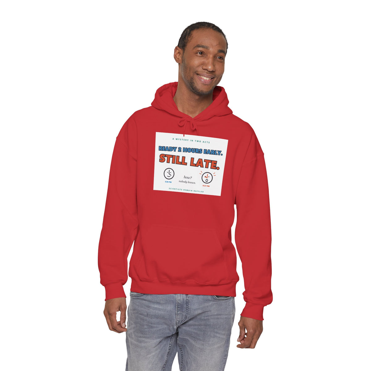 ADHD Time Hoodie — "Still Late" Graphic Sweatshirt with Time Conversion Chart