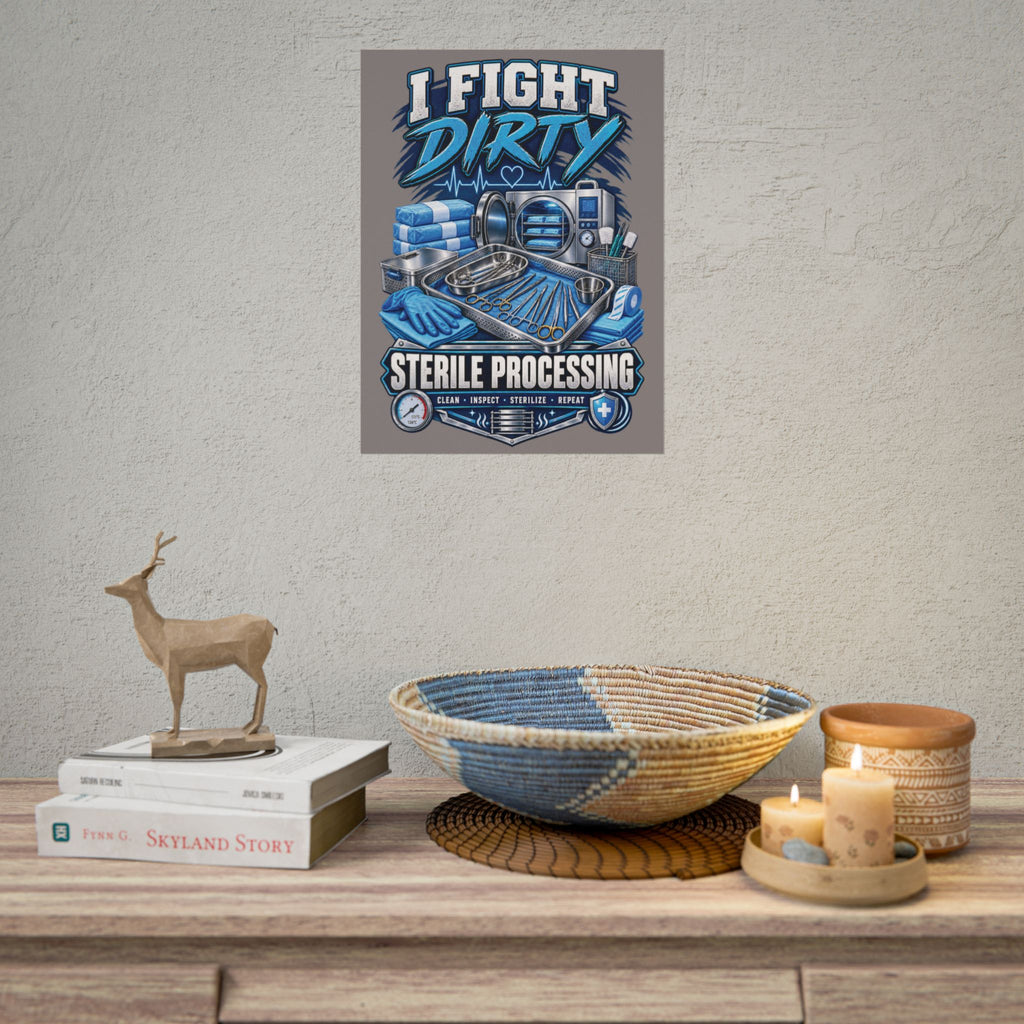 Sterile Processing Poster — “I Fight Dirty” Medical Sterilization Wall Art